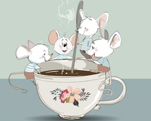 Four playful mice